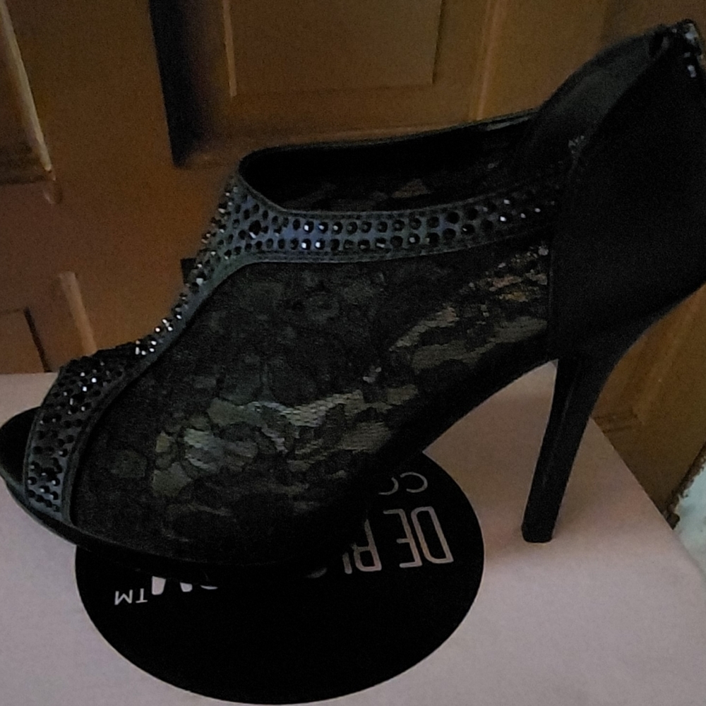 Black lace high heels